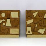 Brutalist Italian Ash Tree and Brass Chests of Drawers, Two