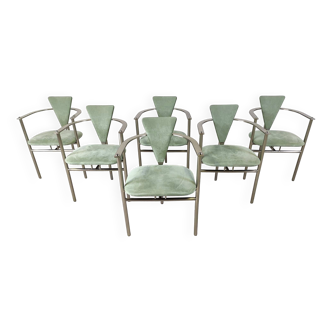 Post modern dining chairs by Belgo chrom, set of 6 - 1980s