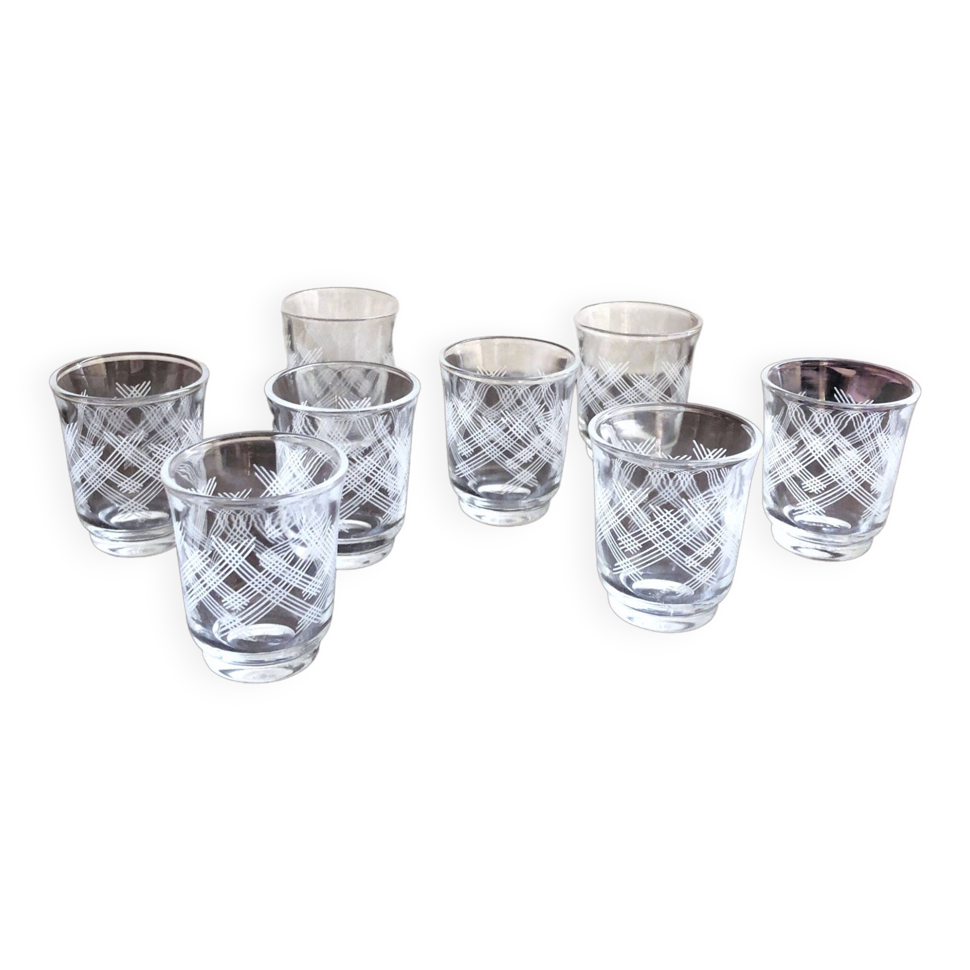 Set of 8 mini liqueur glasses Art Deco style France