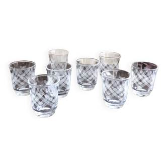 Set of 8 mini liqueur glasses Art Deco style France