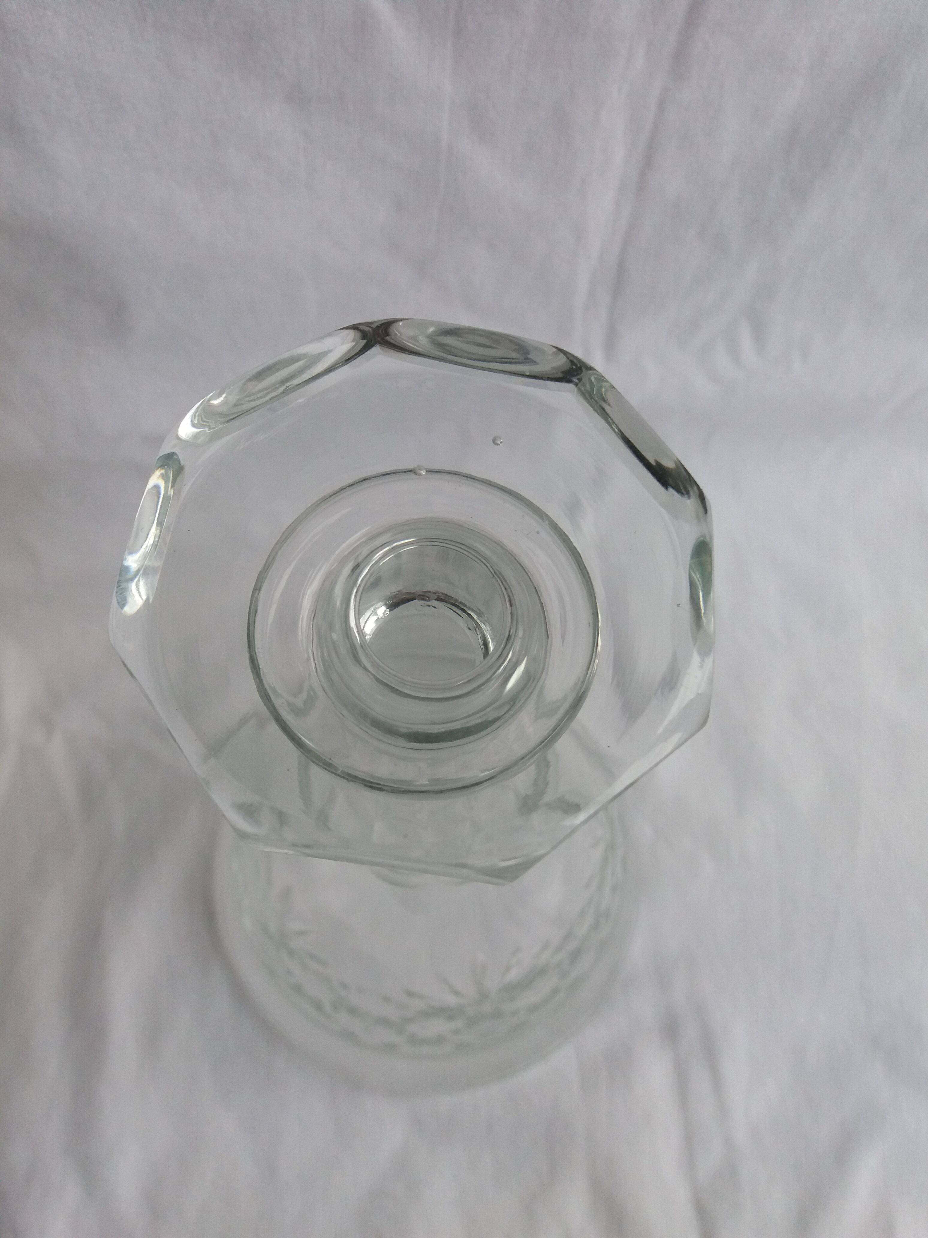 Carved blown glass decanter