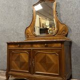 Superb Louis XV style chest of drawers with psyche doors in walnut marquetry circa 1880