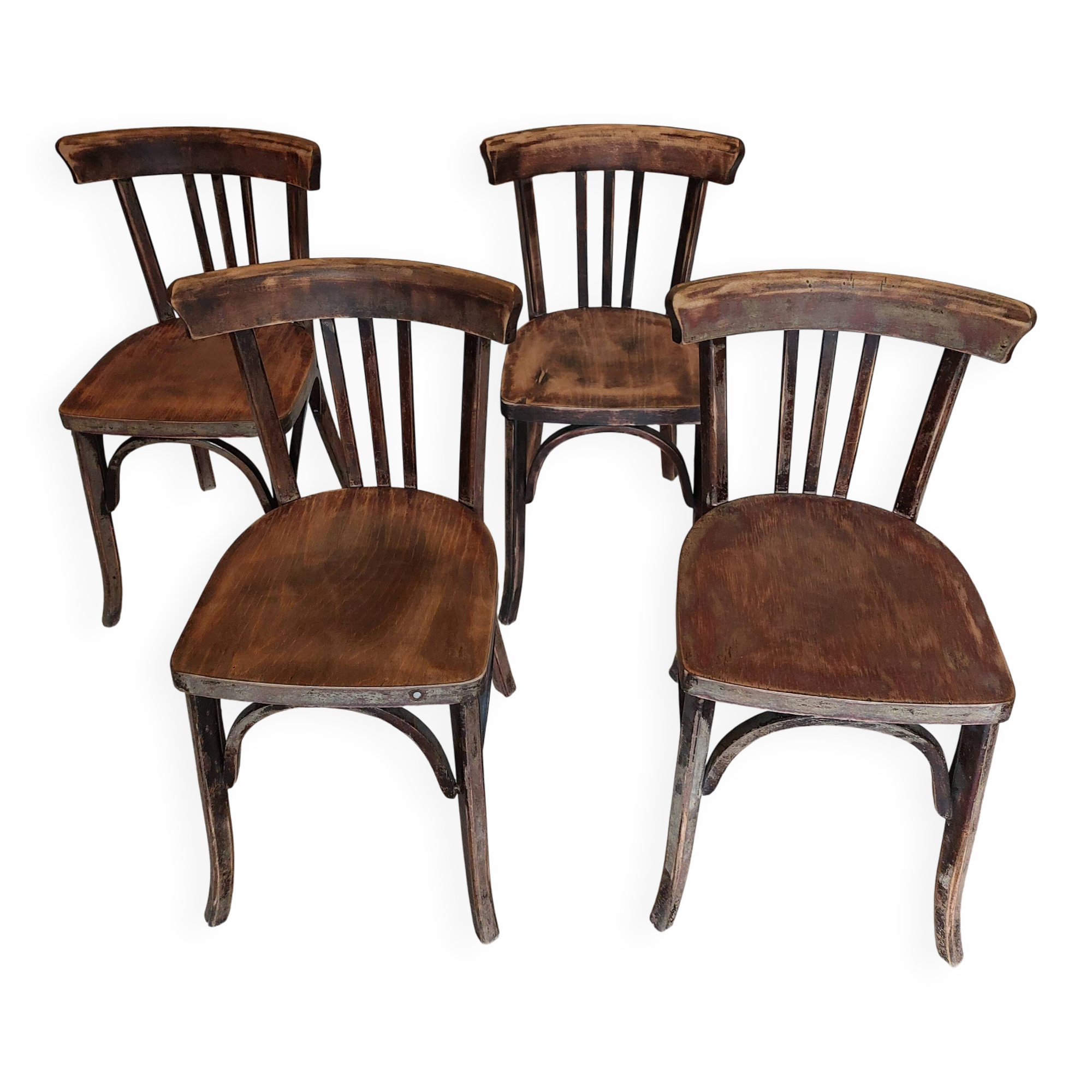 4 dark Luterma bistro chairs, sanded. Painting possible.