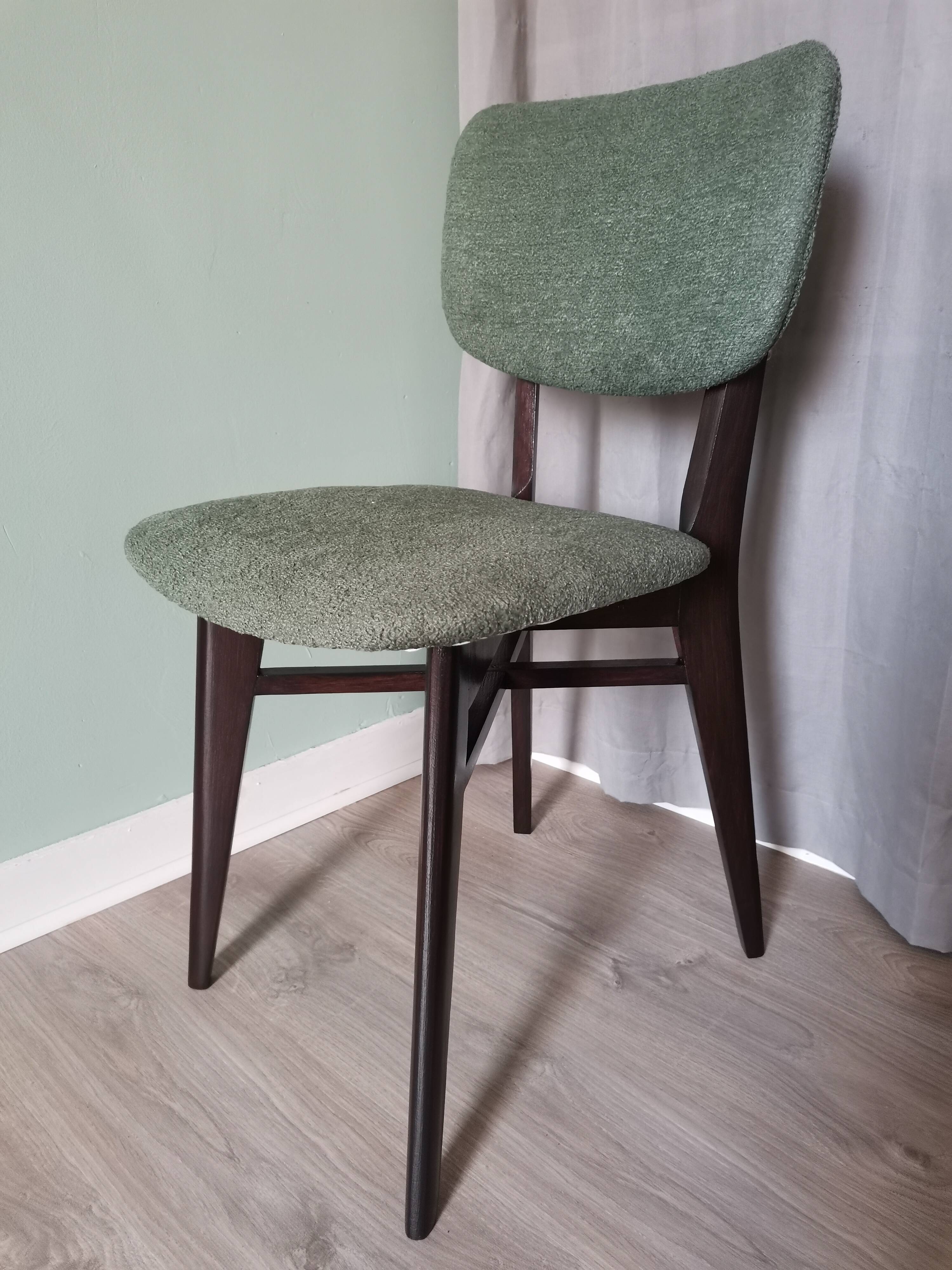 Green boucle Scandinavian chairs