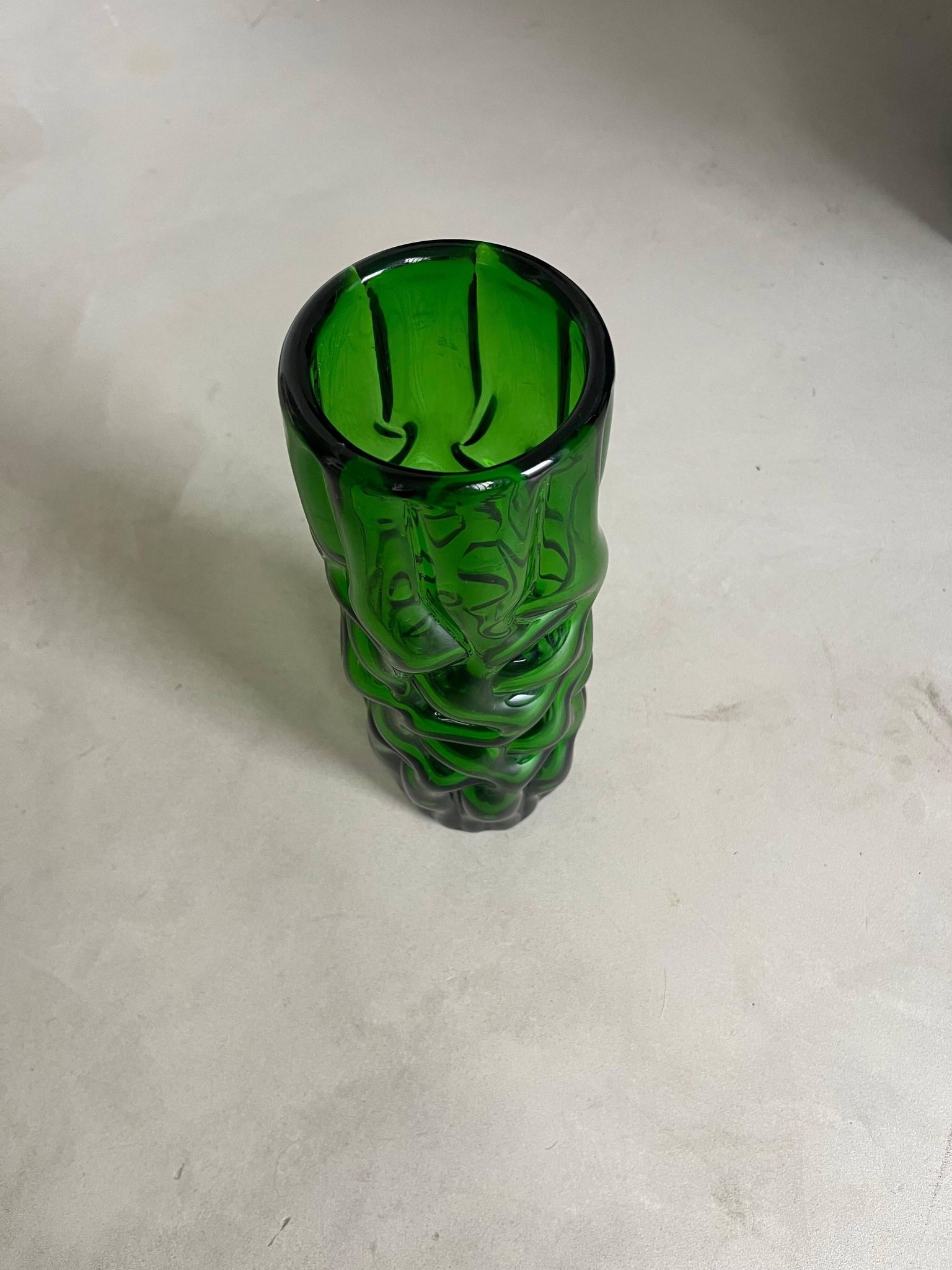 Vintage Murano vase , Emerald Green decorative made in Italy
