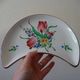 Faience plate KG LUNEVILLE "Street Lamp" crescent half-moon flowers