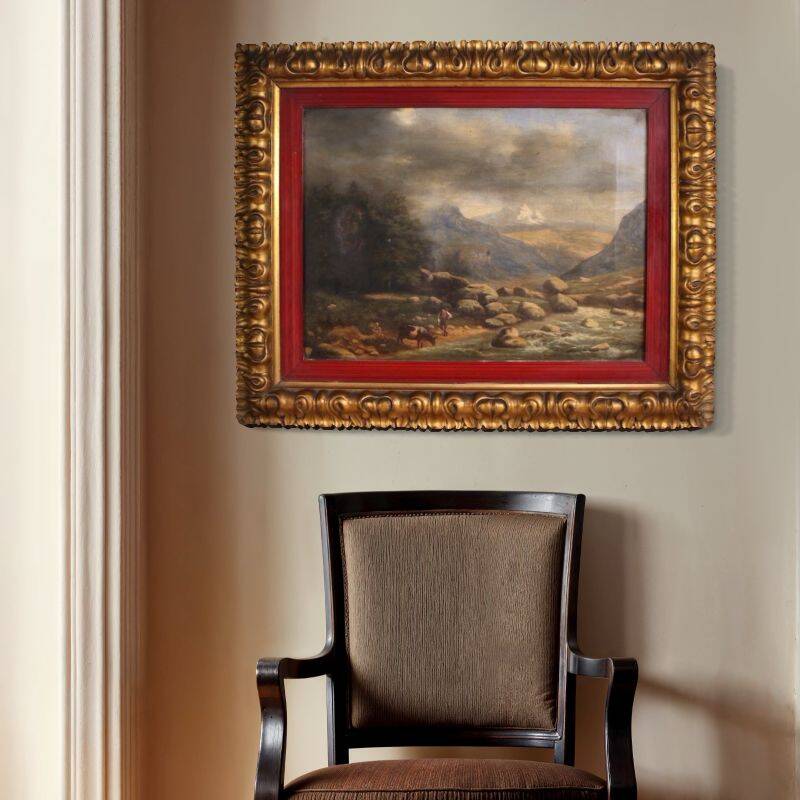 Peinture italienne, paysage signé et daté de 1846.
