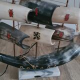 Lampe bateau en corne bovine-maquette