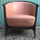 Lot of 2 armchairs and a sofa from Baumann in black wood and marble rose leather
