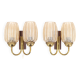 Paire d'appliques Graewe en laiton et verre teinté, années 60