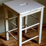 Workshop stool in vintage patinated solid wood