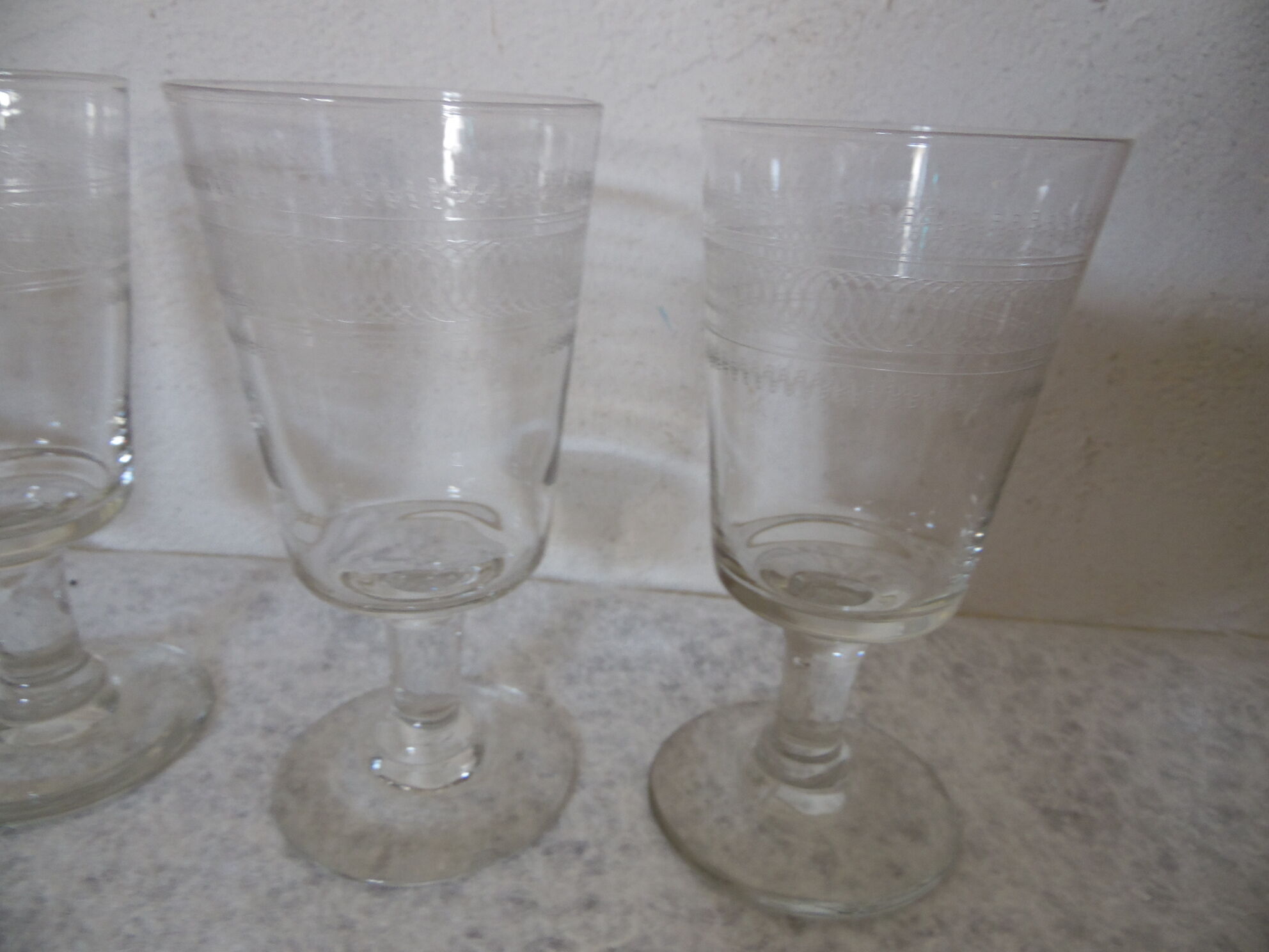 4 chiselled glasses  50s
