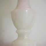 White marble table lamp with pink lampshade, 1950