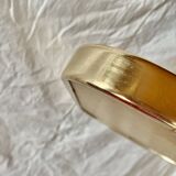 Duo of Art Deco serving trays in gold anodized aluminum and glass - MB Italy