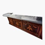 Large early 20th century inlaid wood bar counter - 410cm