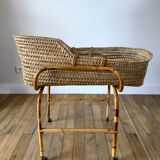 Wicker and bamboo crib 1930s 1940s