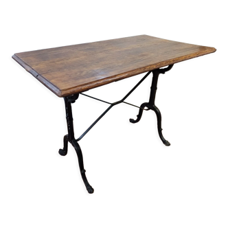 Old bistro table with oak top