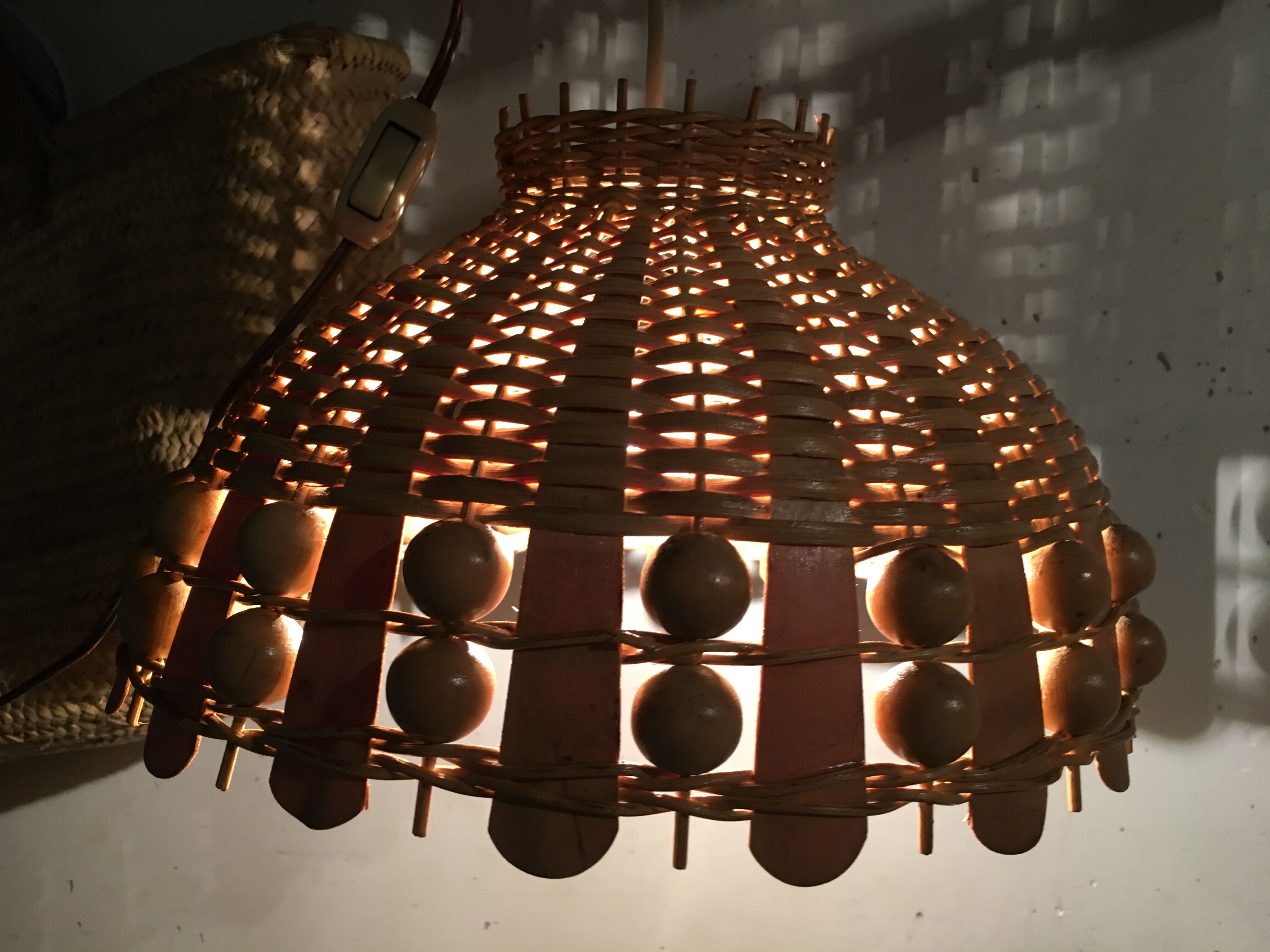 Hanging lamp 60s rattan