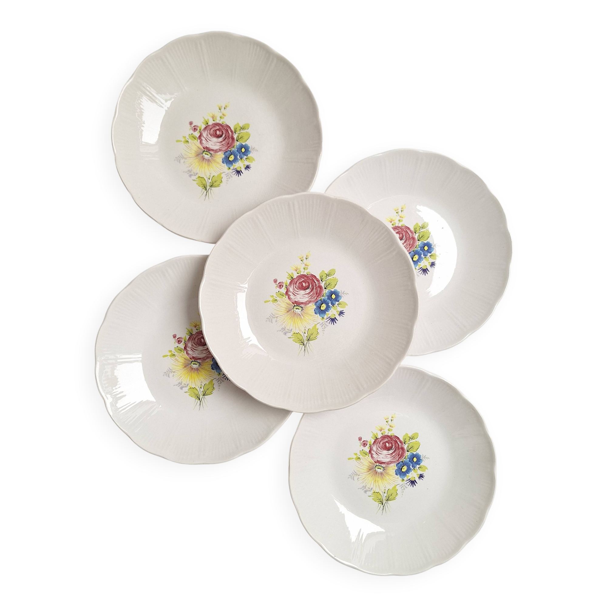 Vintage floral soup plates