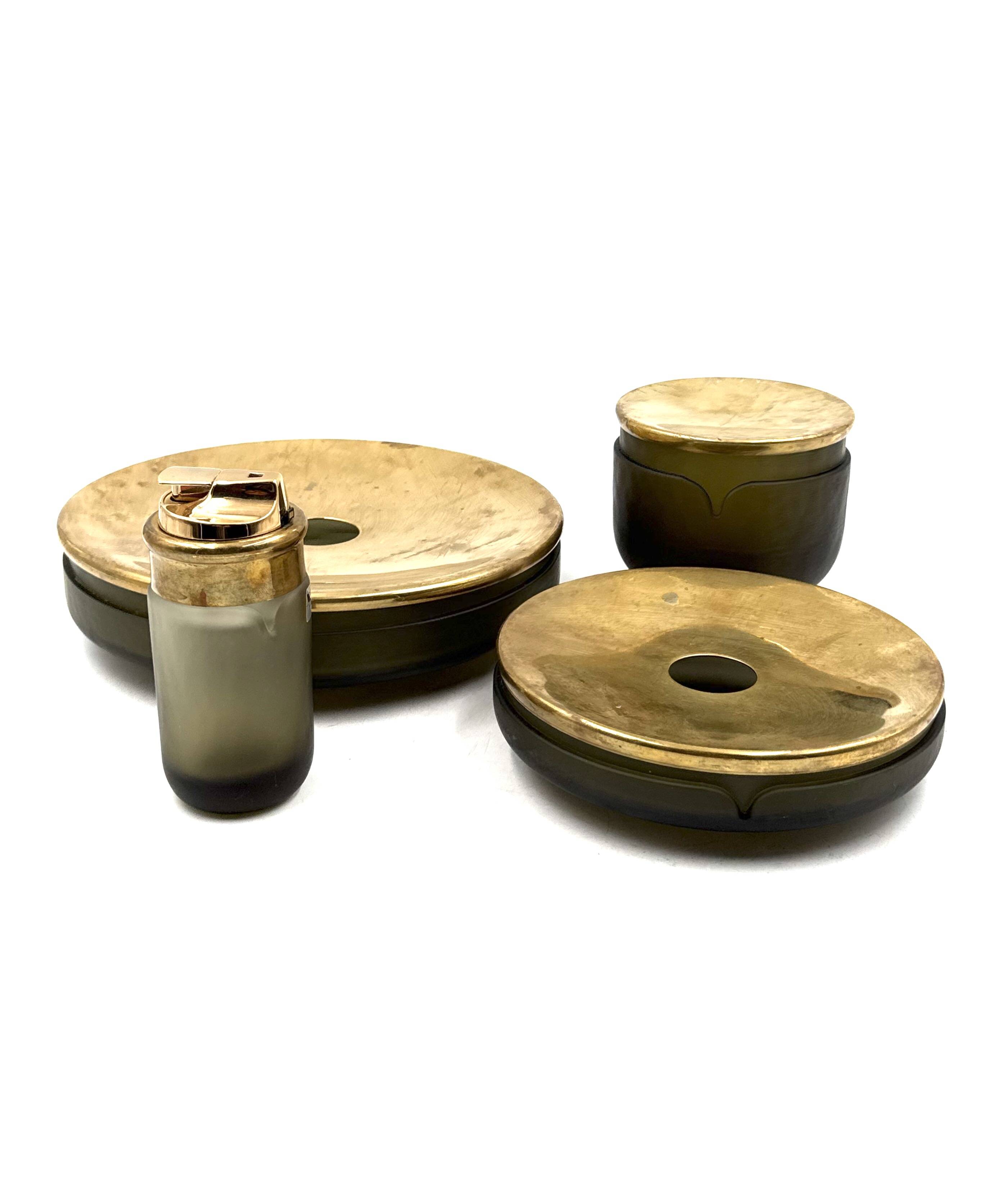 Yellow Murano glass smoking set, VeArt, Italy 1970