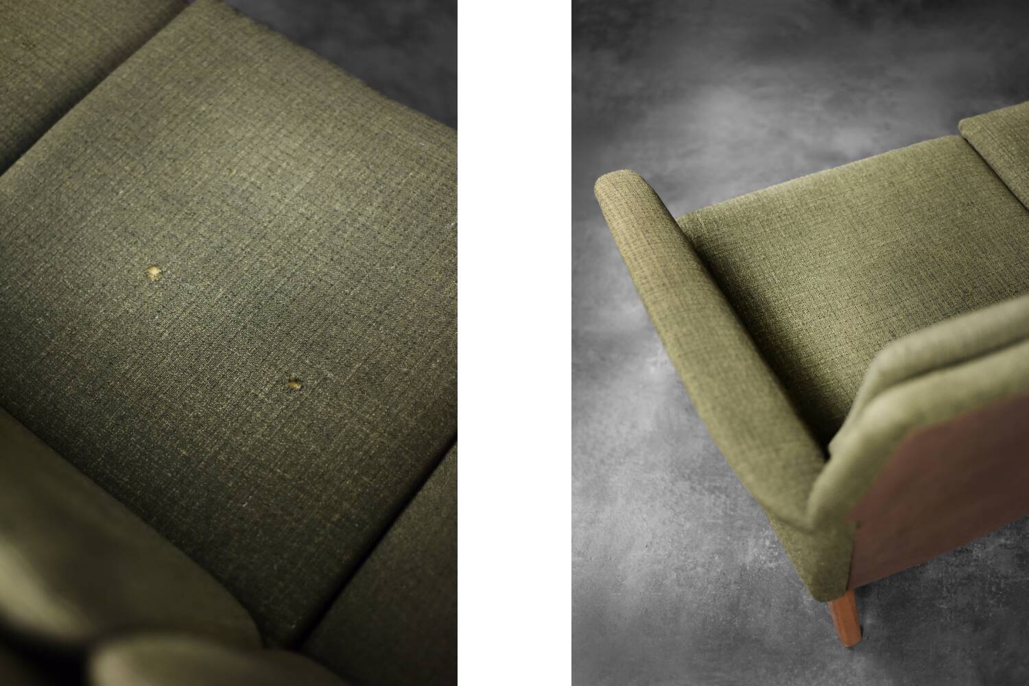 Vintage Danish Mid-Century Modern Green 3-Seater Sofa by Folke Ohlsson