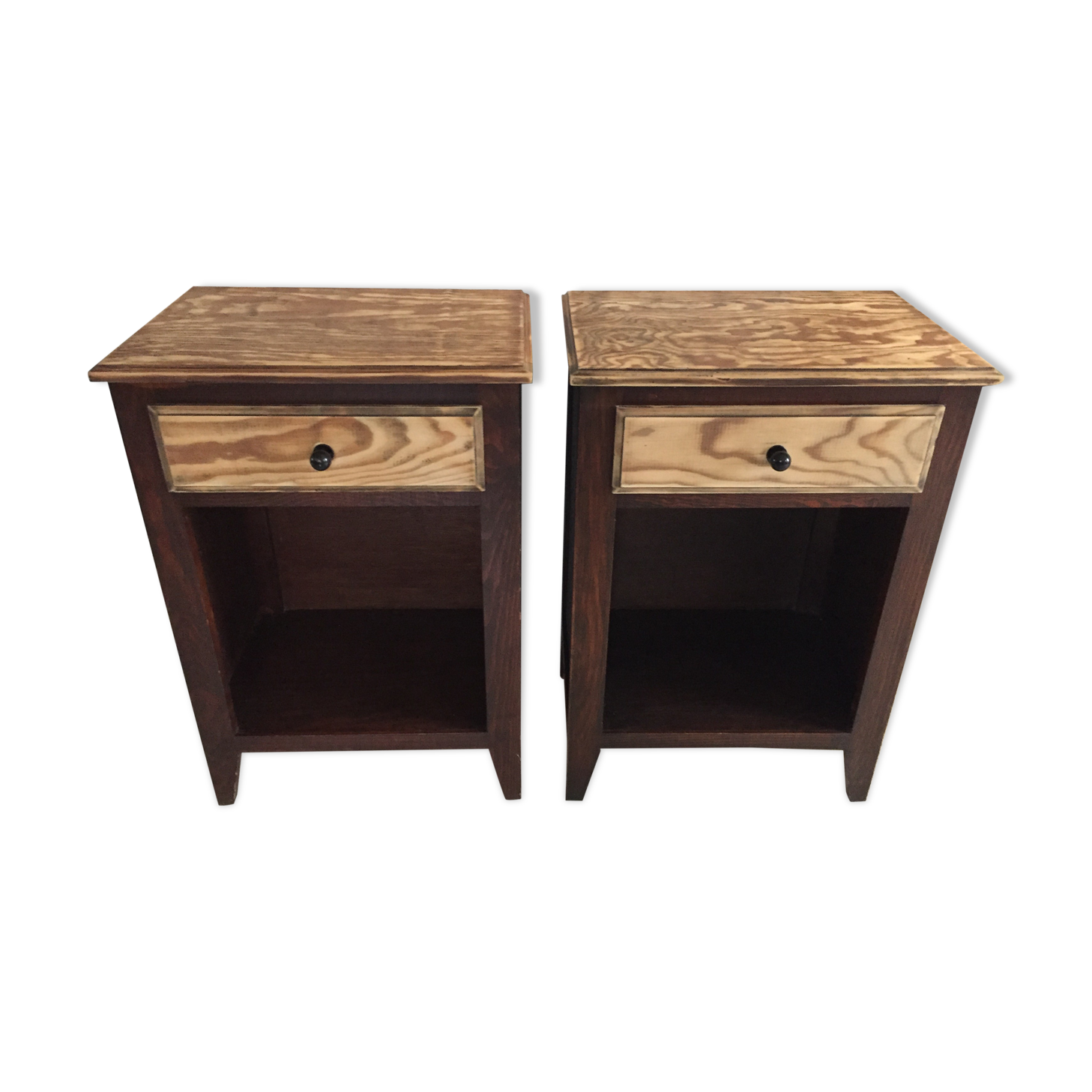 Vintage bedside tables legs compass