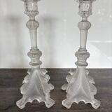 Pair of antique candlesticks Val Saint Lambert - Griffin model