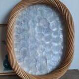 Vintage rattan and mother-of-pearl tray