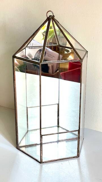 Vide poche mural miroir et laiton vintage