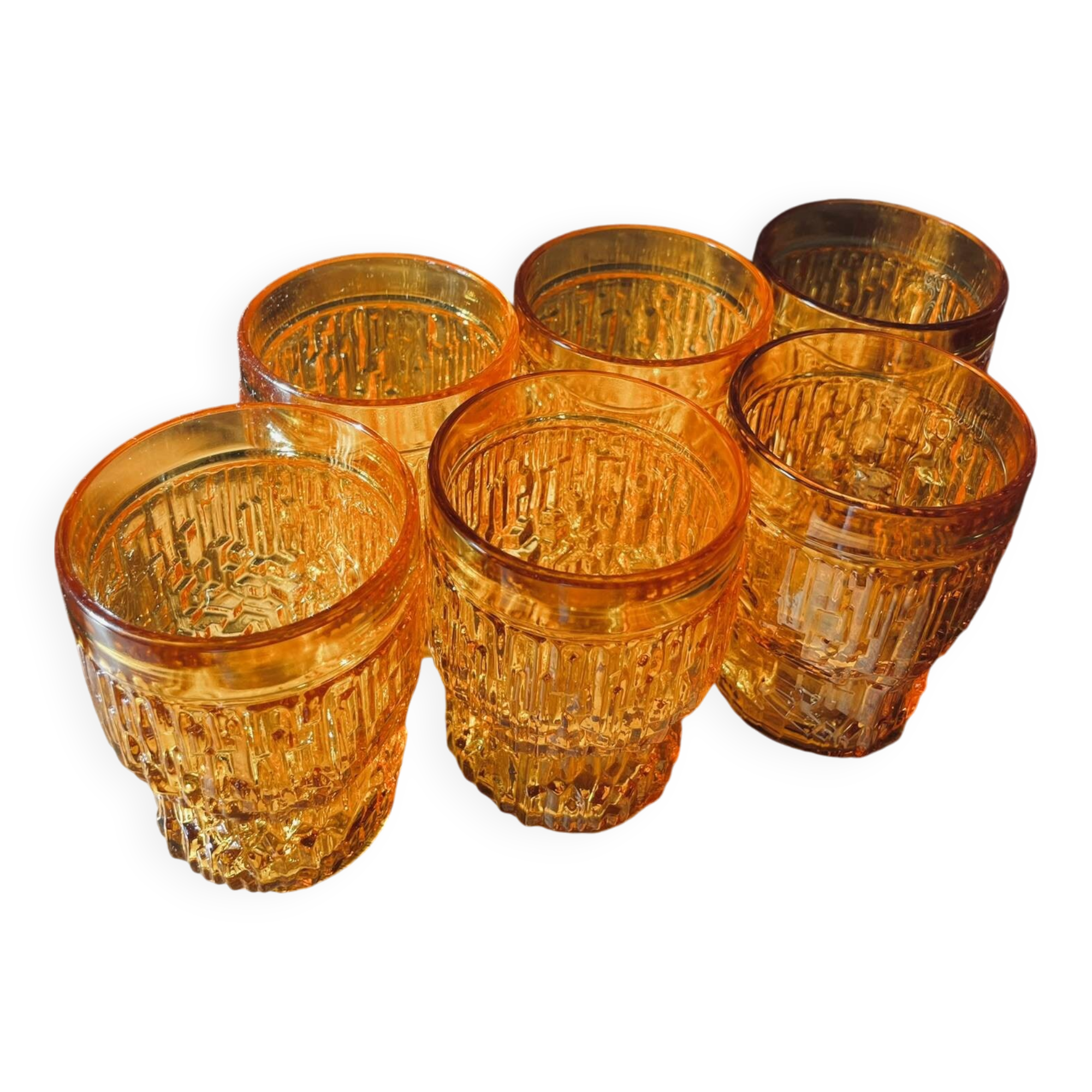 6 Bormioli Rocco 70' amber glasses