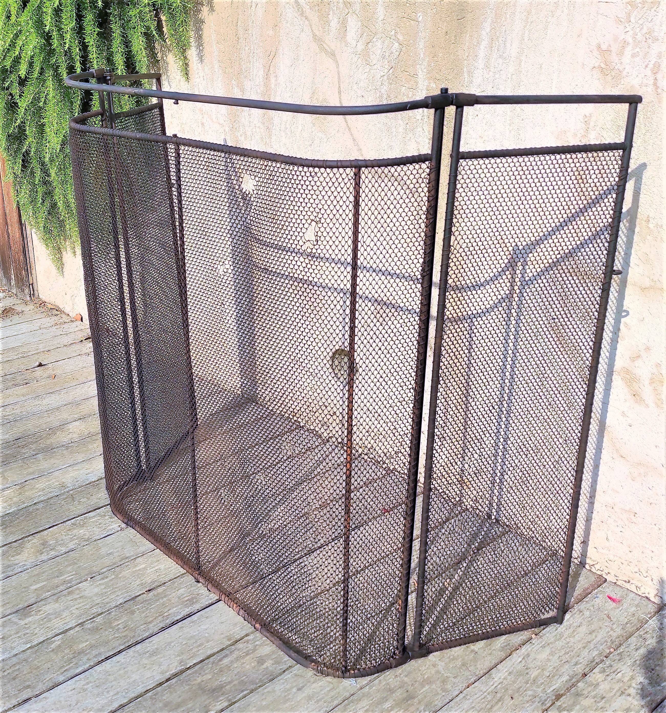 Large old fireplace 3 panels in iron forged height 77 cm