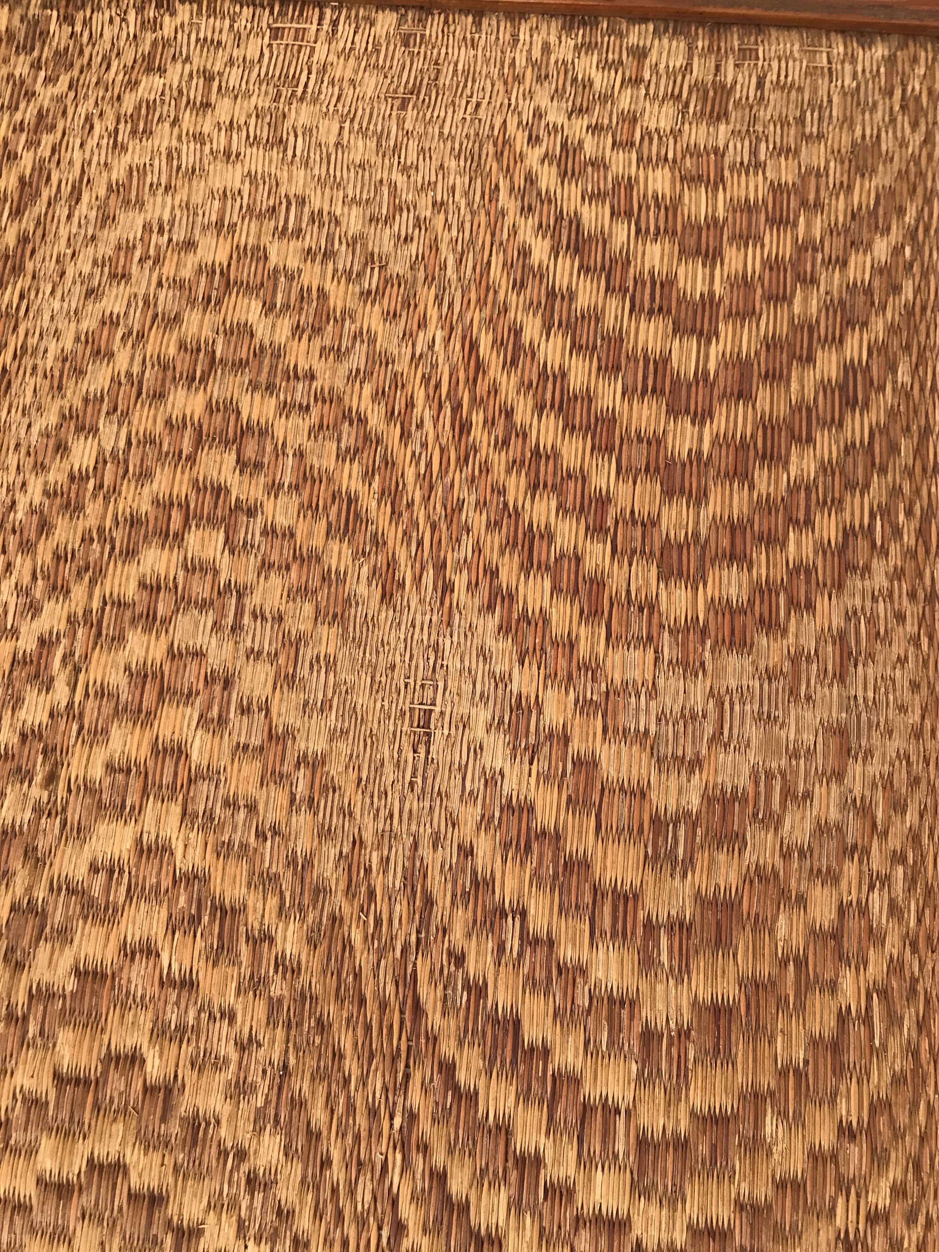 Guéridon table appoint en bois et osier vintage