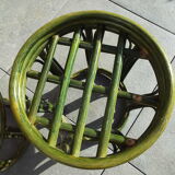 2 low bamboo stools