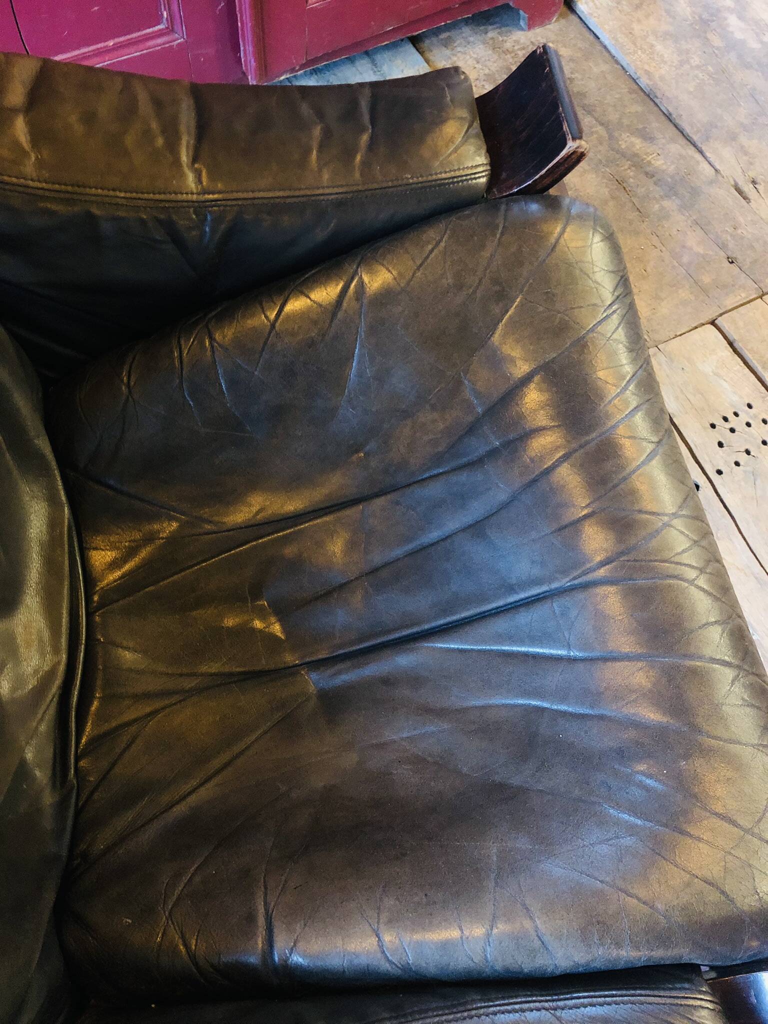 "Kroken" armchair in leather by Ake Fribytter for Nelo Möbel Sweden 1970