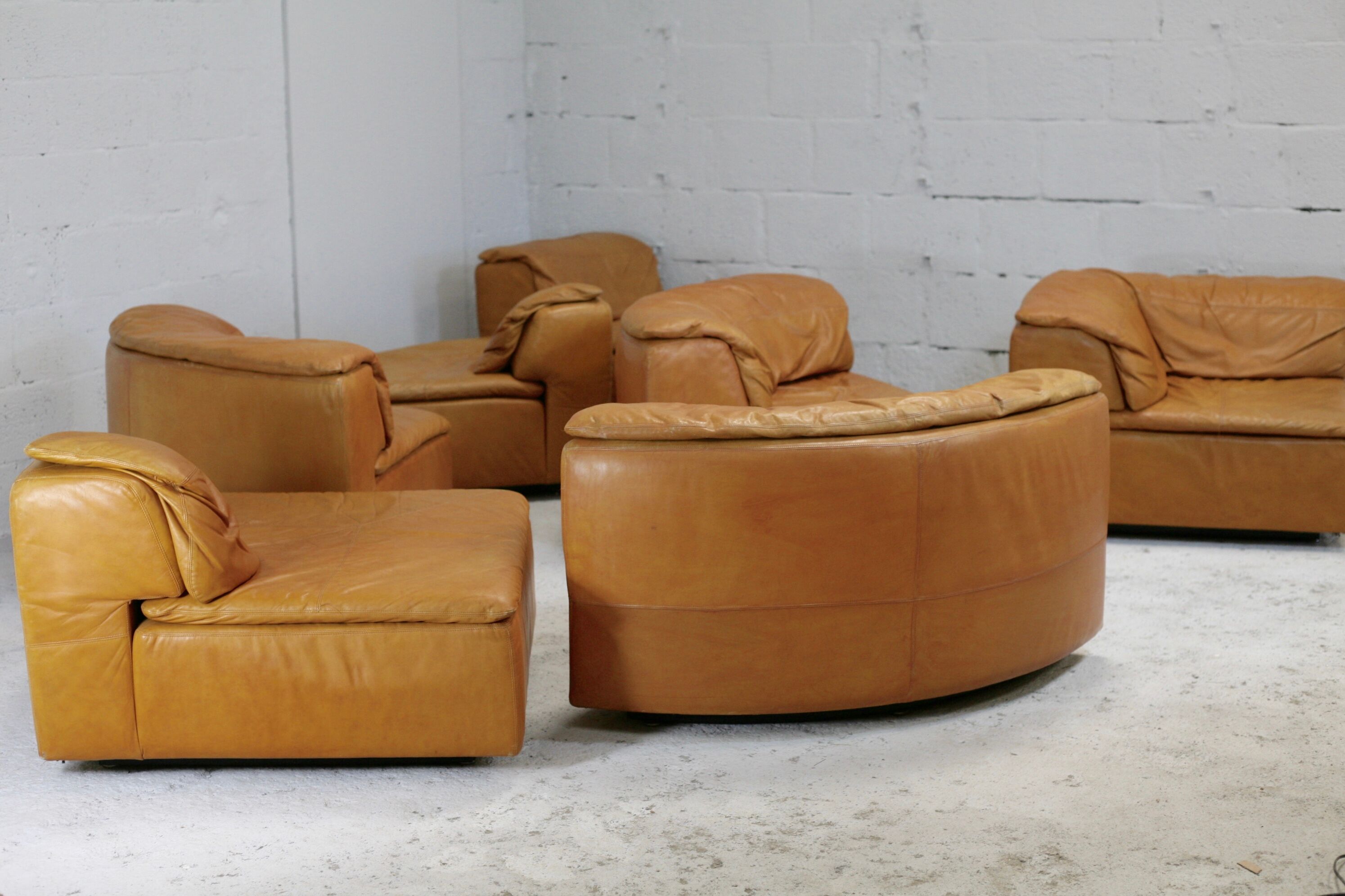 Leather modular sofa, 7 elements, 70s