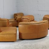 Leather modular sofa, 7 elements, 70s
