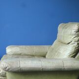 Patchwork leather olive green lounge chair and ottoman by Laauser, 1970s