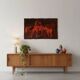 Tapis et tapisserie RYA vintage des années 1970 en marron et orange avec cheval