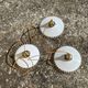 Trio vintage pendant light wavy opaline lampshade golden wires old light