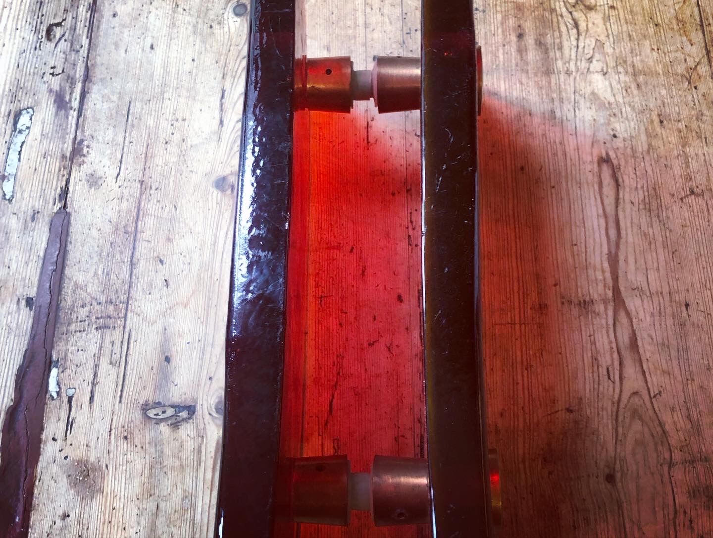 Old vintage glass and brass store door handle