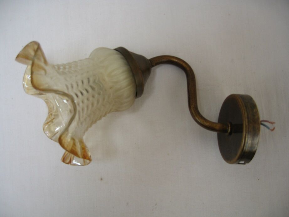 Pair of metal and glass wall light