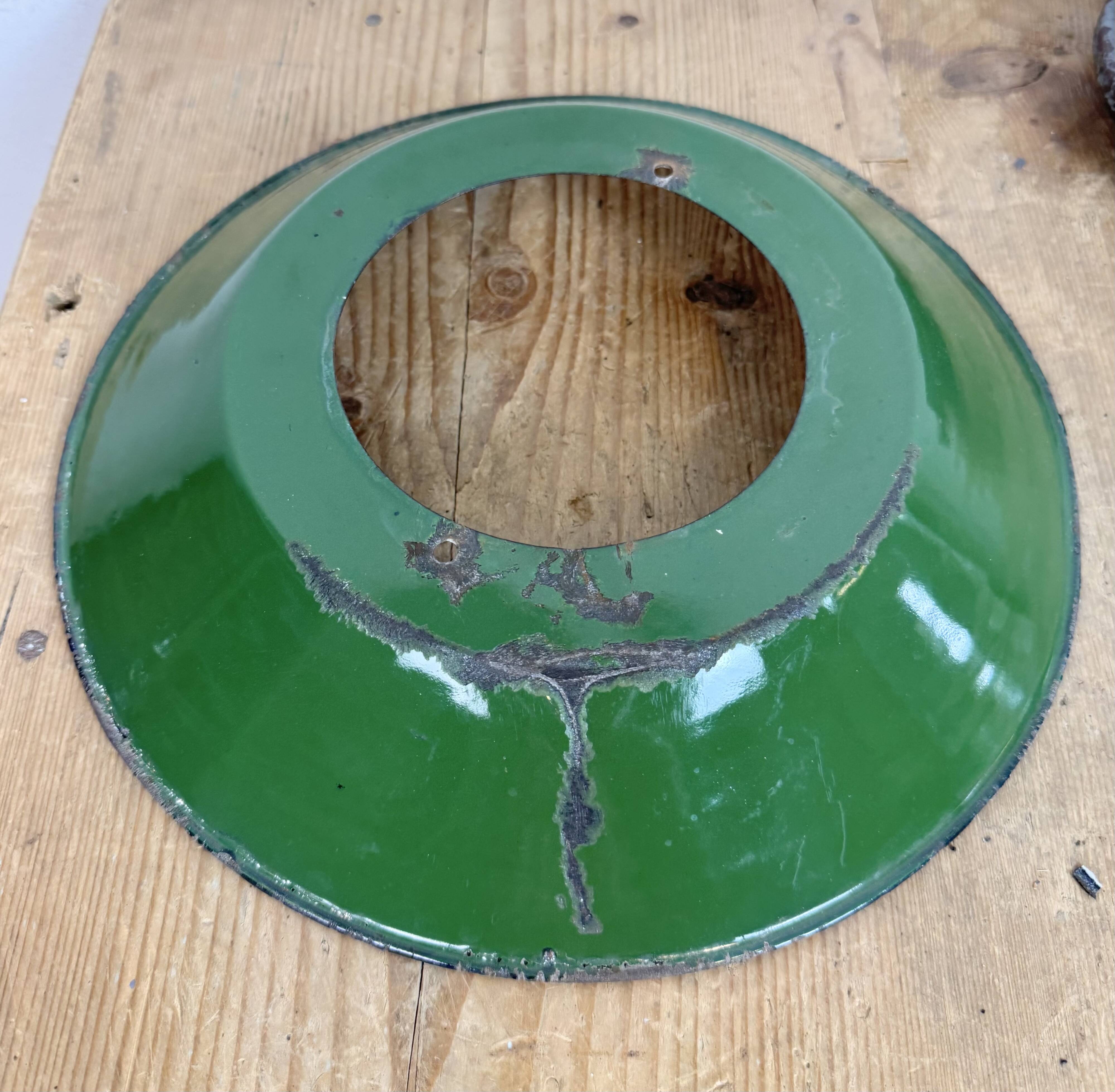 Green Enamel and Cast Iron Industrial Pendant Light, 1960s