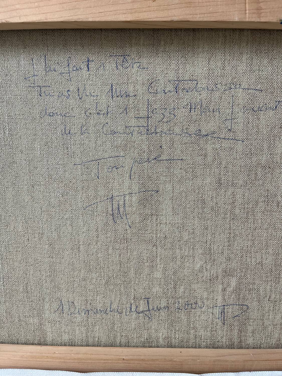 Jazzman playing the double bass, abstract, signed