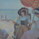 Painting Beach Scene Alfred Victor Fournier