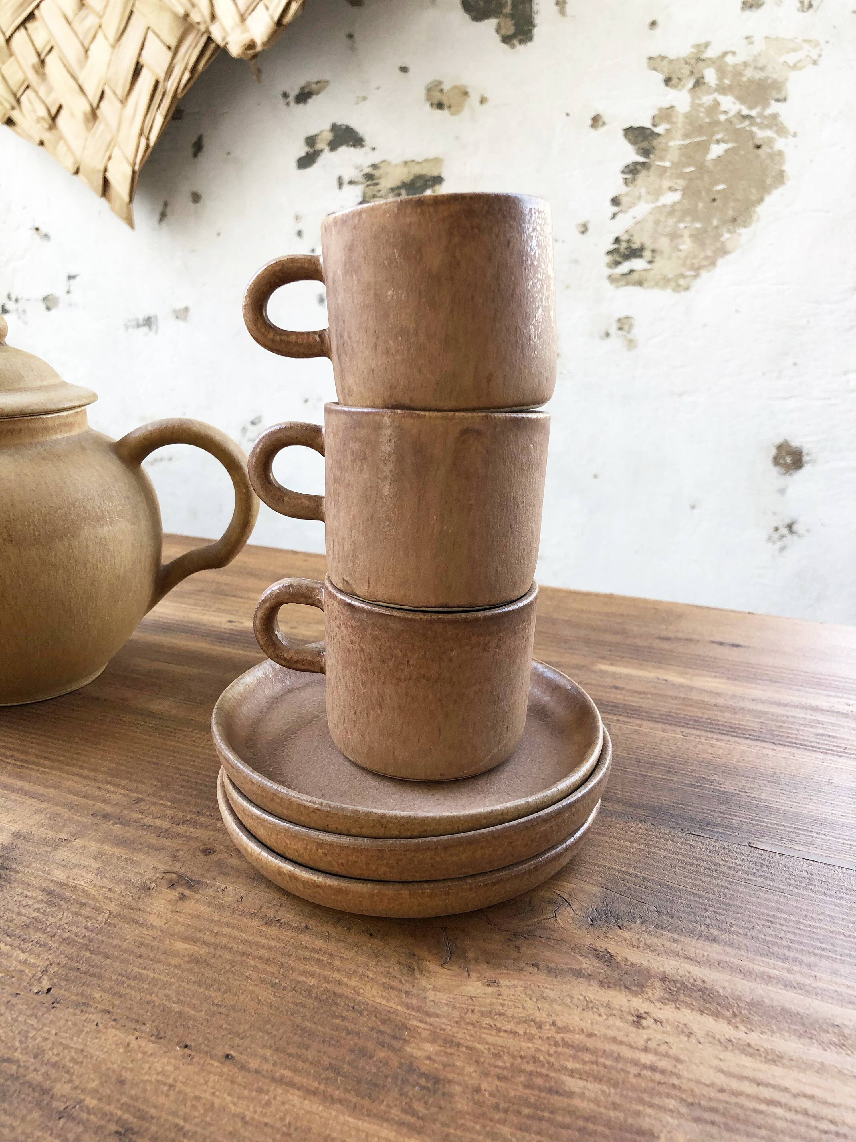 Set théière et tasses en grès