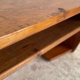 Vintage solid oak geometric wall shelf