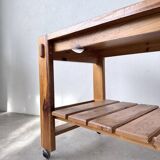 1980 pine wheeled console table