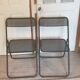 Pair of folding chairs in perforated metal