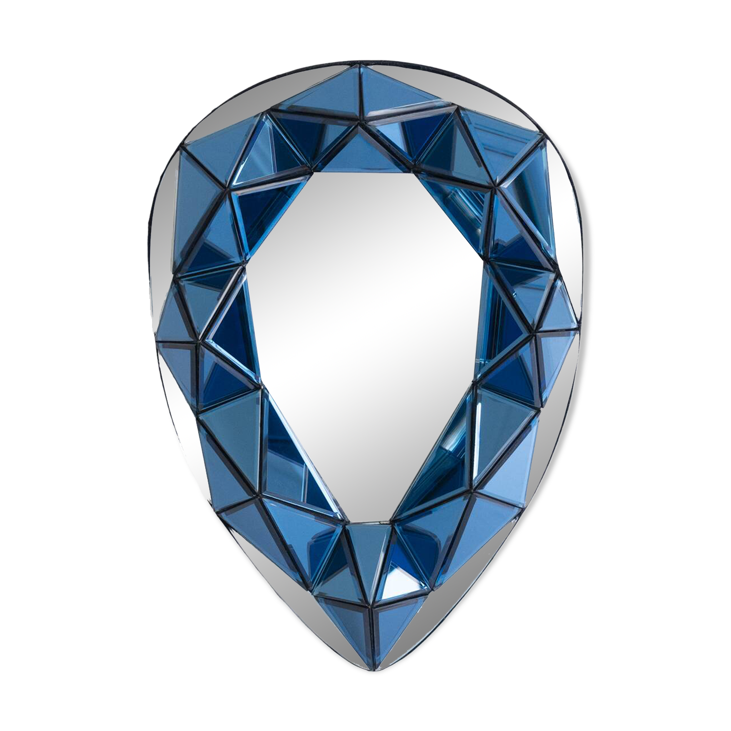 Signed by Olivier De Schrijver, Blue Shaped Relief Contemporary Mirror