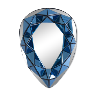 Signed by Olivier De Schrijver, Blue Shaped Relief Contemporary Mirror